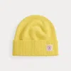 Ralph Lauren Brushed Wool Beanie In Yellow