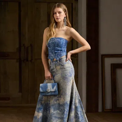 Ralph Lauren Brynley Floral-print Denim A-line Maxi Skirt In Blue/pearl Multi