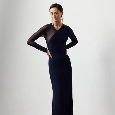 Ralph Lauren Brynn Jersey Evening Dress In Icon Navy In Blue