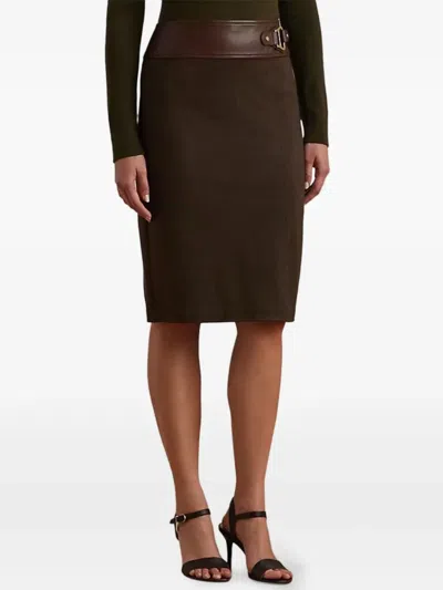 Ralph Lauren Buckle-detail Pencil Skirt In Brown