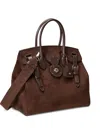 Ralph Lauren Buckle-detail Suede Tote Bag In Brown