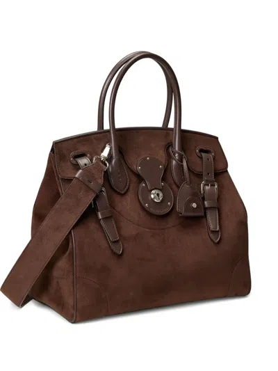Ralph Lauren Buckle-detail Suede Tote Bag In Brown