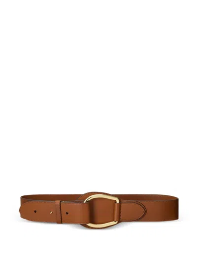 Ralph Lauren Buckle Leather Belt In Brown