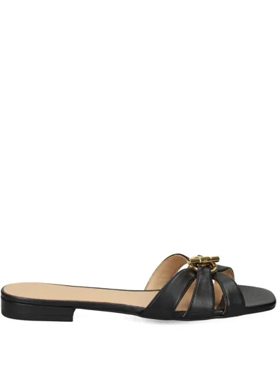 Ralph Lauren Buckle-strap Leather Sandals In Black