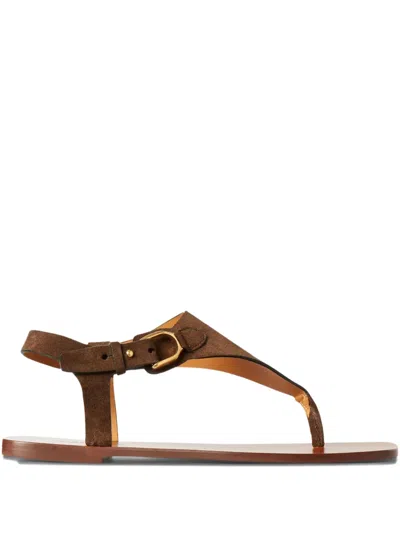 Ralph Lauren Buckle Strap Sandal In Brown