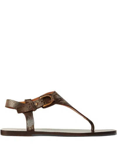 Ralph Lauren Buckle Strap Sandals In Brown