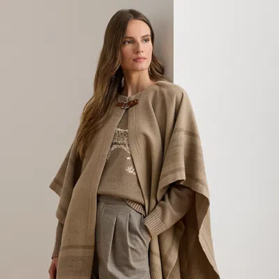Ralph Lauren Buckle-trim Belting-motif Jacquard Ruana In Brown