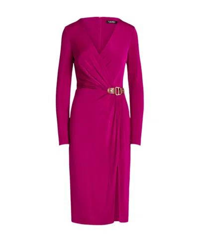 Polo Ralph Lauren Buckle-trim Jersey Midi Dress In Purple