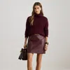 Ralph Lauren Buckle-trim Lambskin Pencil Miniskirt In Multi