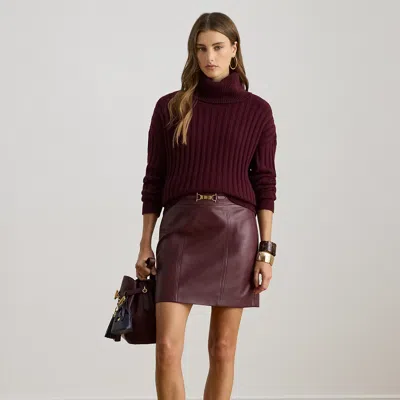 Ralph Lauren Buckle-trim Lambskin Pencil Miniskirt In Multi