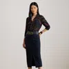 Ralph Lauren Buckle-trim Ponte Pencil Midi Skirt In Blue