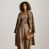 Ralph Lauren Buckle-trim Rib-knit Midi Dress In Brown