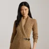 Ralph Lauren Buckled Cotton Sweater In Classic Camel