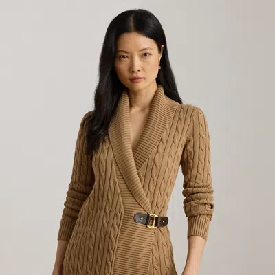 Ralph Lauren Buckled Cotton Sweater In Classic Camel In Brown