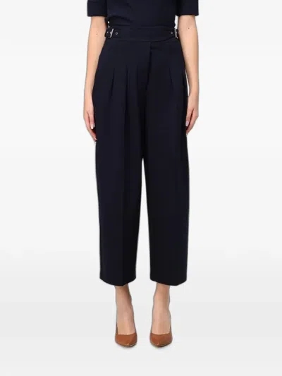 Ralph Lauren Buckle-detail Pleated Trousers In Black