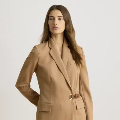 Ralph Lauren Buckle-trim Herringbone Jacquard Blazer In Lauren Camel