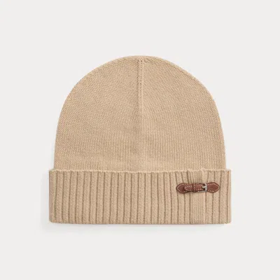 Ralph Lauren Buckle-trim Knit Beanie In Lauren Camel