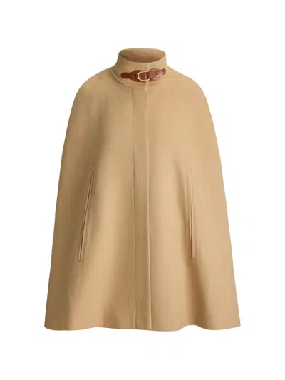 Ralph Lauren Buckle-trim Mockneck Cape In Neutral