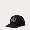 Ralph Lauren Bullion Crest Wool Ball Cap In Black
