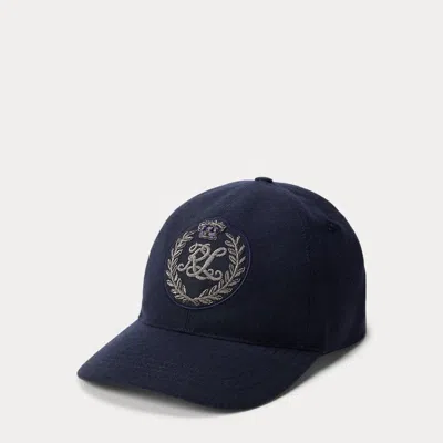 Ralph Lauren Bullion Crest Wool Ball Cap In Navy In Blue