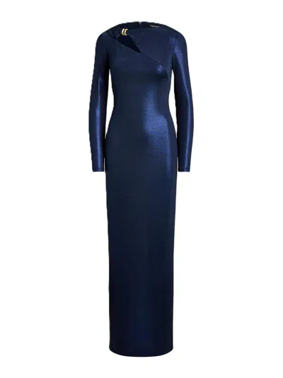 Ralph Lauren Burlince-long Sleeve-gown-str Matte Jersey-r In Animal Print