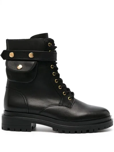 Ralph Lauren Burnished Calf Cammie Boots In Black