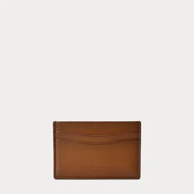 Ralph Lauren Burnished Calfskin Card Case In Rl Gold