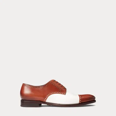 Ralph Lauren Burnished Leather & Suede Cap-toe Shoe In Brown