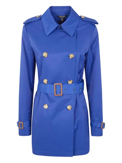 Ralph Lauren Button Belted Coat In Blue