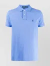 Ralph Lauren Button Collar Logo Polo Shirt In Blue