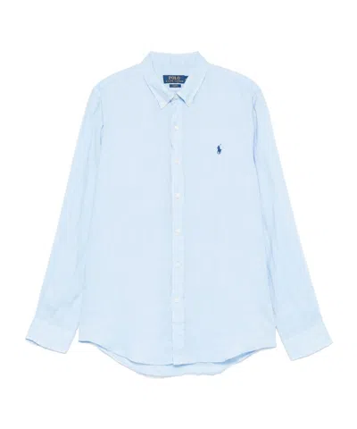 Ralph Lauren Light Blue Logo Linen Shirt