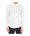 Polo Ralph Lauren Long-sleeve Button-up Shirt With Pointed Collar And Embroidered Logo In White
