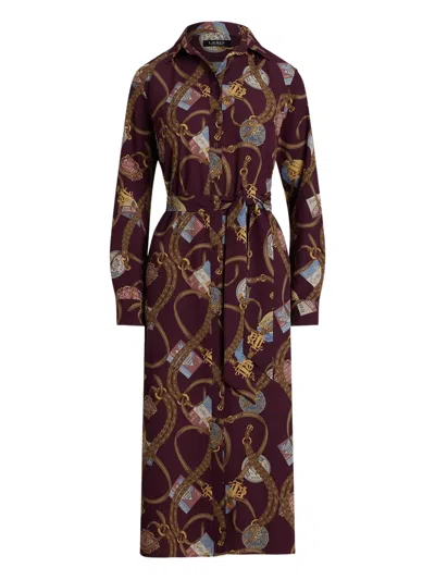 Ralph Lauren Button Fastening Shirt Midi Dress In Purple