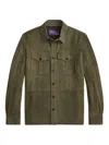 Ralph Lauren Button-fastening Suede Shirt Jacket In Green