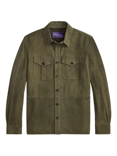 RALPH LAUREN BUTTON-FASTENING SUEDE SHIRT JACKET