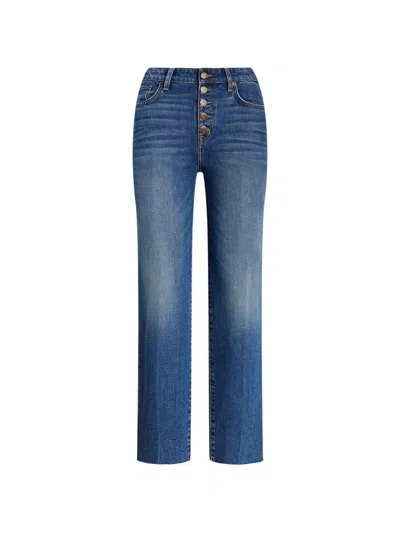 Ralph Lauren Button Frayed Jeans In Blue