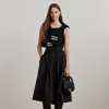 Ralph Lauren Button-front Cotton-blend Skirt In Black
