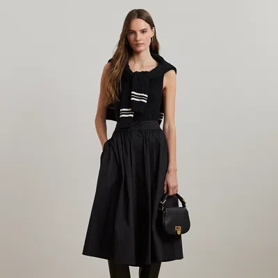 Ralph Lauren Button-front Cotton-blend Skirt In Black