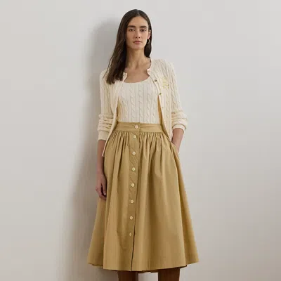 Ralph Lauren Button-front Cotton-blend Skirt In Sand Dune
