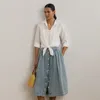 Ralph Lauren Button-front Gathered Midi Skirt In Alicia Wash