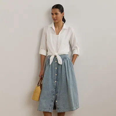 Ralph Lauren Button-front Denim Skirt In Alicia Wash