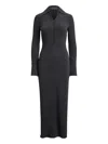Ralph Lauren Button-front Flared Midi Dress In Gray