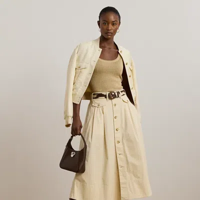 Ralph Lauren Button-front Micro-sanded Twill Skirt