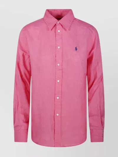 Ralph Lauren Button Front Shirt Long Sleeves In Purple
