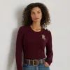 Ralph Lauren Button-trim Cable-knit Cotton Sweater In Burgundy