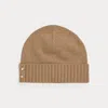 Ralph Lauren Button-trim Knit Beanie In Brown
