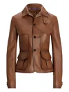 Ralph Lauren Naylor Burnished Lambskin Jacket In Brown