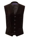 Ralph Lauren Button-up Velvet Waistcoat In Brown
