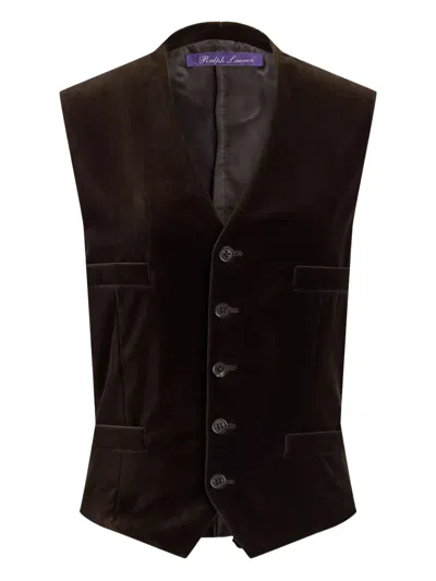 RALPH LAUREN BUTTON-UP VELVET WAISTCOAT