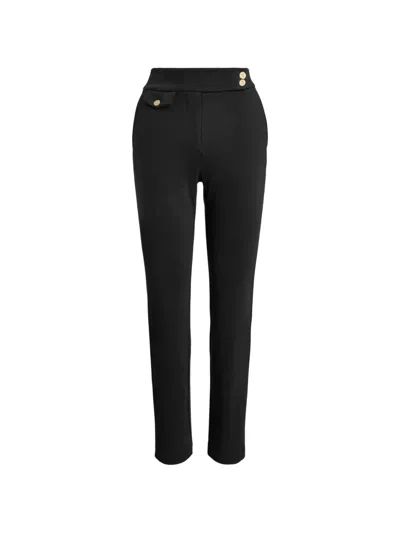 Ralph Lauren Button-detail Ponte Trousers In Black